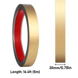 Gold Peel and Stick Metal Molding Trim, Metalized Brushed Finish Molding Trim, 16.4 ft x 0.8 inch Self-Adhesive Decoration Strip for Mirror Frame, Wall, Tile Edge, Fireplace and Home DIY Decoration