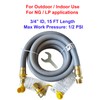 GRILLJOB 15FT 3/4" ID Natural Gas Hose with 3/4 Quick