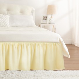 RIMELA Bed Skirt King Size 14 Inch Drop, Wrap Around Elastic Bedskirt Solid Microfiber Luxury Hotel Quality Fabric, Easy to Install Machine Washable Wrinkle & Fade Resistant, Beige Yellow