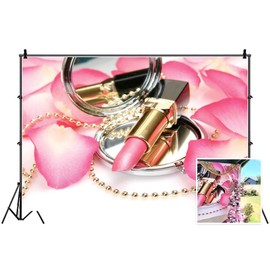 Leyiyi 6x4ft Photography Backdrop Fashion Make Up Blog Broadcaster Background Petal Lipstick Mirror Handbag Necklace Girls Room Interior Decor Birthday Banquet Photo Portrait Vinyl Video Studio Prop