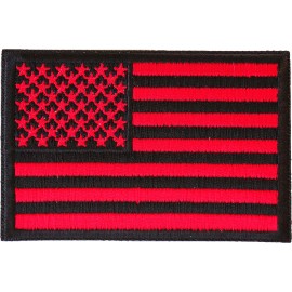 Ivamis Red Black American Flag Patch- 3x2 inch - P3448