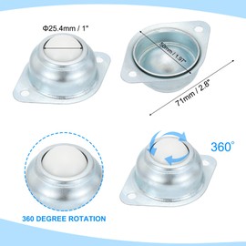 PATIKIL 1" Roller Ball Transfer Bearing, 8 Pcs Nylon Round Ball Transfer Unit Carbon Steel Casters for Conveyor Roller Stand Transmission Furniture with Screw