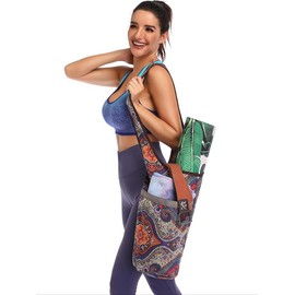 DOYOGI Ethnic Pattern Yoga Mat Bag, Multi-functional Large Capacity Shoulder Bag with Pocket, Fashionable Crossbody Bag for Fitness Exercise - Color: multicolor4, Size: one-size