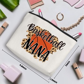 Basketball Nana Gifts Basketball Gifts Basketball Stuff Cosmetic Bags for Women Makeup Bag, Christmas Birthday Gifts for Sport Basketball Lovers Grandma Grandmother Travel Toiletry Bag Skin Care Bag