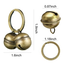 Dog Collar Bell 4 Strings in 8 Pieces Pet Bells for Collar Loud Brass Cat Bells for Collar with Key Rings Vintage Bronze Jingle Bells for Doorbell Potty Training