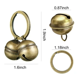 Dog Collar Bell 4 Strings in 8 Pieces Pet Bells for Collar Loud Brass Cat Bells for Collar with Key Rings Vintage Bronze Jingle Bells for Doorbell Potty Training