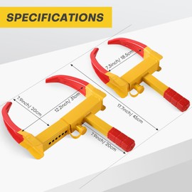 Acymner Wheel Clamp Lock | Heavy Duty Anti Theft Tire Lock, Adjustable Trailer Wheel Lock Universal Security Tire Lock with 3 Keys for Cars Trucks Trailers SUVs (Red)