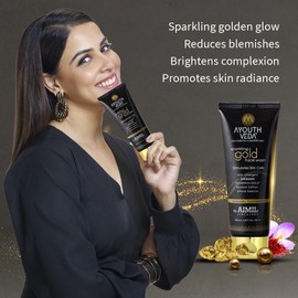 Ayouthveda Sparkling 24K Nano Elemental Gold Face Wash, Stimulates Skin Cells, Reduce Blemishes, Kashmiri Saffron Provides Golden Glow, Brightens Complexion Suitable, 100 Ml (Pack of 1)