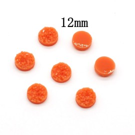 Clearance 150PCS Bright Orange Faux Quartz Druzy Thick Cabochons, Round Cabocho
