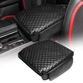 LINOAH Center Console Cover for 2019-2025 Ram 1500 Center Console Cover, Armrest Cushion Pad Accessories with Side Pockets, PU Leather for 5th Ram 1500 Anti-Scratch for Ram 1500 Accessories