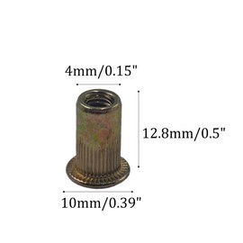 STFRBTH 110PCS 10#-24 UNC Rivet Nuts, Carbon Steel Flat Head Threaded Insert with Knurled Body, Zinc Plated Rivnut Kit for Metal & Wood Applications