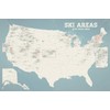 US Ski Resorts Map 24x36 Poster (Beige & Opal Blue)