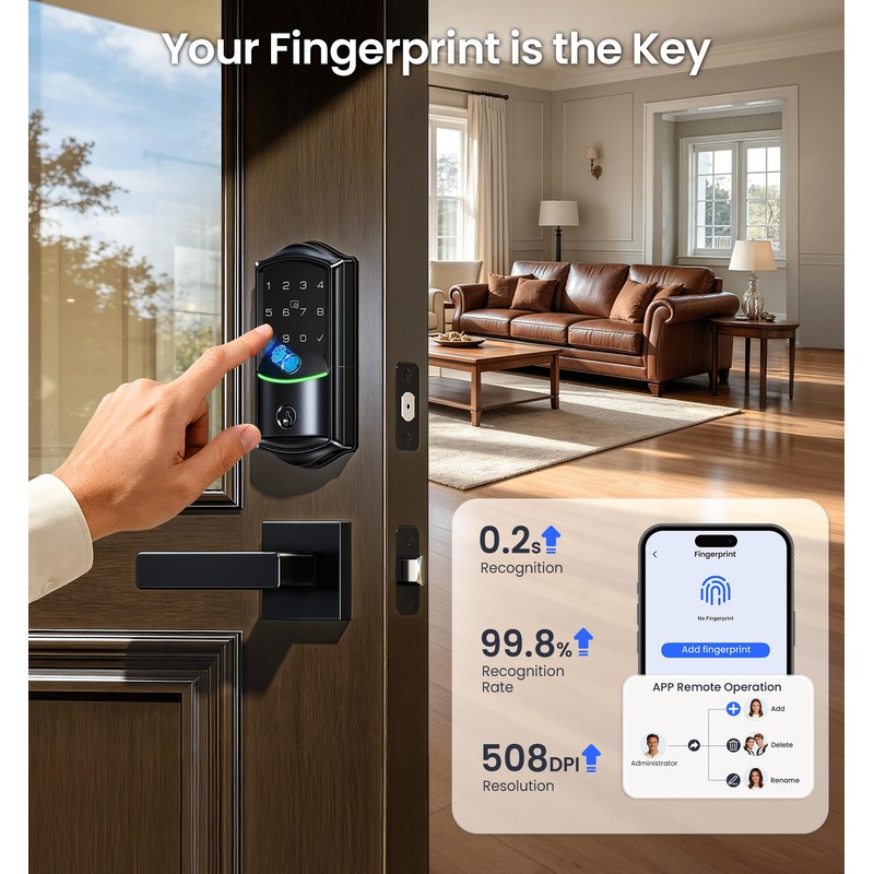 Veise VE027-L WiFi Smart Lock with Handles Set for Front