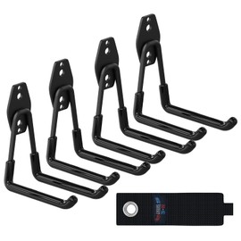 3-H Garage Storagel Hooks 4 Pack,Large Garage Hooks Heavy Duty 5 Inch in U Shape,Garage Hooks for Hanging and Organizing Chairs,Ladders,Tools,Shovels in Garden Garage Shed Basement(Black)