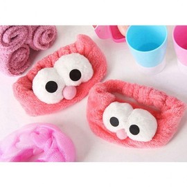 Big-Eyed Character Headband for Face Washing and Sleep Red 3ea