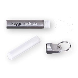 keygoes:stevia Stainless Steel Keyring Stevia Shaker | Comes with Two Stevia Refills - Pure 98% Stevia Rebaudiana - Highest Purity. 420x Sweeter Than Sugar and Zero Calories