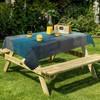 Leyiyi Oil Painting Rectangle Tablecloth Teal Grey Waterproof Tablecloth Modern