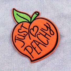Unbranded Just Peachy Iron-On Patch Embroidered Fruit Applique for DIY Projects for Denim