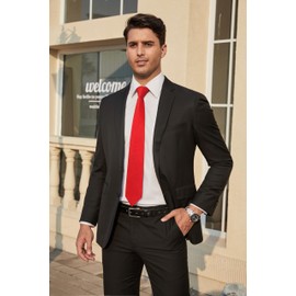 HISDERN Ties for Men Plain Classic Tie Men's Formal Elegant Business Tie for Wedding Party Office Tie 8.5 cm, Red, Unit size