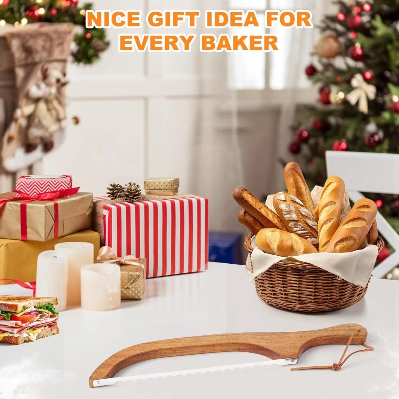 HAOIOKSC Bread Slicer for Homemade, 15.7 In Wooden Sourdough Knife-