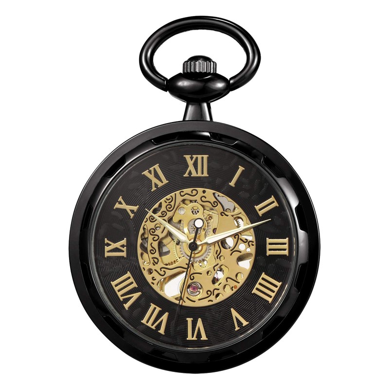 TREEWETO Pocket Watch with Chain Men's Analogue Mechanical Hand Winding