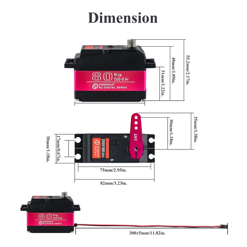 Stemedu 80KG RC Servo Large Size High Torque Digital Servo
