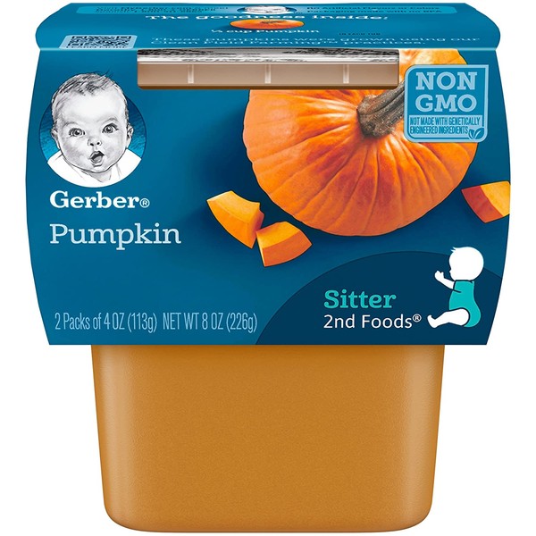Gerber 2nd Food Baby Food Pumpkin Puree, Natural & Non-GMO, 4 Ounce Tubs (Pack of 8)