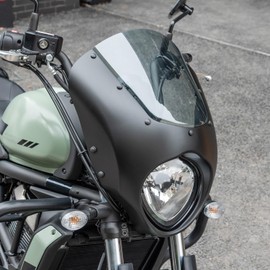 Motorcycle Front Headlight Fairing Mask Windshield Windscreen Compatible with Vulcan S VN650 VN 650 2015-2025 Headlamp Wind Deflector (Matte Black with Light Smoke)