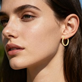 14K Gold Hoop Earrings 14K Gold Earrings for Women Hypoallergenic Large 25mm Hoop Earrings Trendy Elegant Gold Earring Jewelry