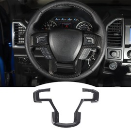 Linskip Steering Wheel Trim Compatible with 2015-2020 Ford F150 & 2017-2022 F250 F350 Super Duty, for 2018-2021 Ford Expedition, Steering Wheel Cover, Interior Accessories(Carbon Fiber Black)