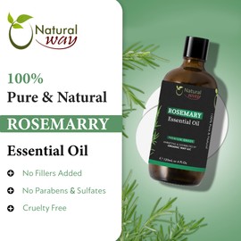 Rosemary Essential Oil | Pure Aromatherapy Oil for Diffusers, Hair Growth, Skin, Scalp Care, Massage | Refreshing Hair Oil for Women & Men | Organic Essential Oil for Diffuser | 4 Fl Oz (120 mL)