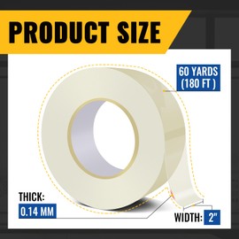 VIVIDA Transparent Window Weather Sealing Tape, 2 Inch x 60 Yards(180 Ft), Clear Window Tape, Heavy Duty Draft Isolation Window Weather Sealing Film Tape for Doors & Windows & A/C Units, 1 Pack