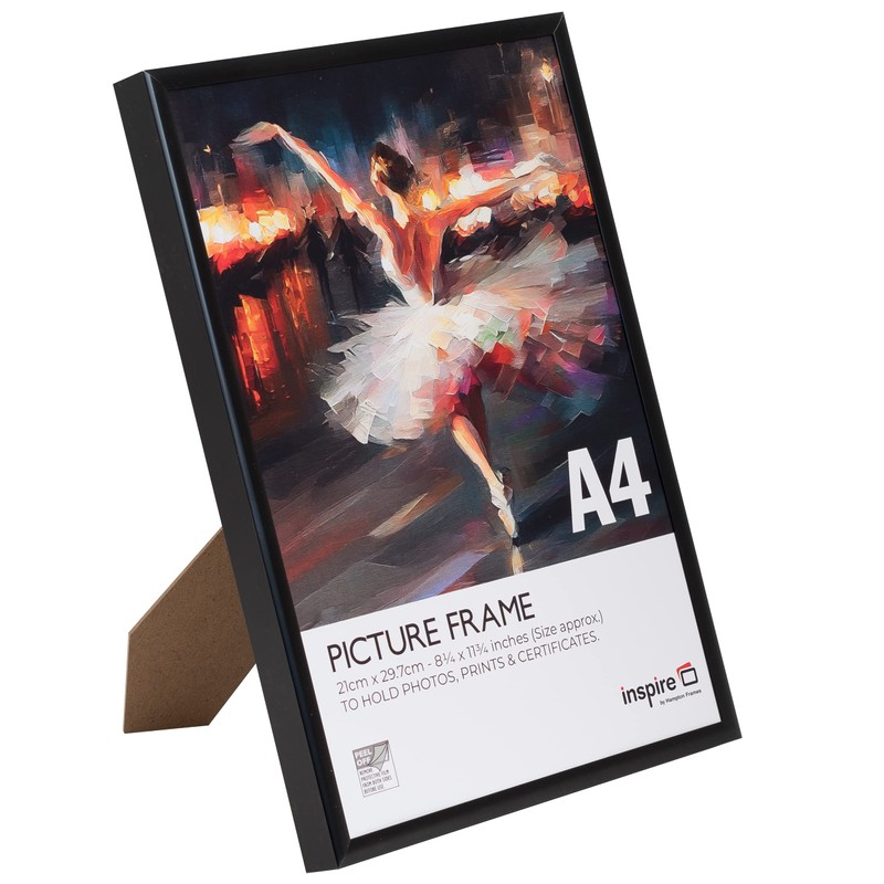 Inspire By Hampton ALUMINIUM A4 (21x30cm) Black Poster Certificate Frame