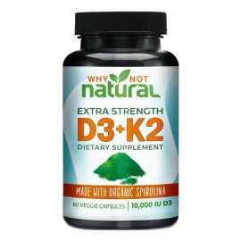 Why Not Natural Vitamina D3 10,000IU K2 60 Cápsulas Salud Ósea e Inmunológica