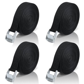 Tie Down Straps with Ratchet Pack of 4 - 10 m Tie Down Strap Bicycle Carrier Black Fastening Strap Lashing Straps with Clamping Lock, Pannier Rack Tie Down Strap for Car, Bicycle, Sack Truck,