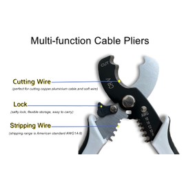 Wire Cutters Stripper, BOOSDEN 8 inch Cable Cutters, Awg Wire Cutters,Precision Wire Stripper,Heavy Duty Cable Cutters, Spring Cable Cutting Pliers for Aluminum Wire,Communications Cable Cutting