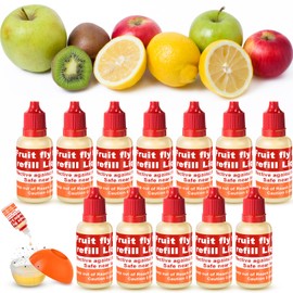 Qualirey 12 Pack Fruit Fly Trap Refill Liquid, 0.68oz/ Bottle Liquid Fruit Fly Traps for Indoors Non Toxic Safe Near Food, Effective Lure Refill for Indoor and Kitchen Use, Red
