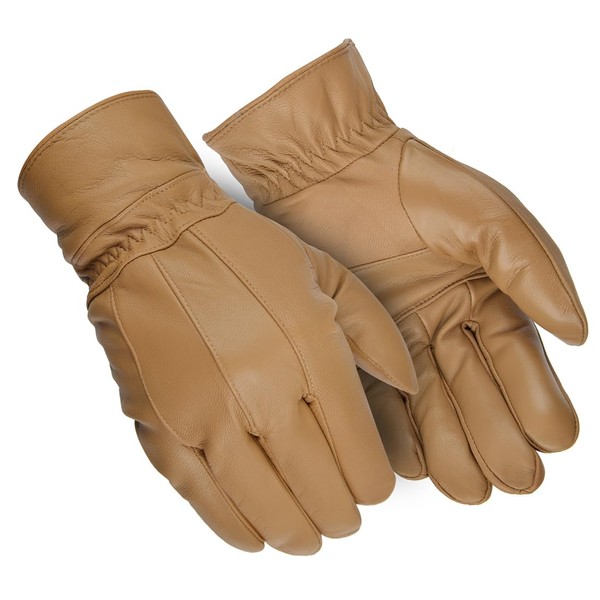 Harssidanzar Men Winter Leather Gloves Thermal Fur Lined Touchscreen Texting