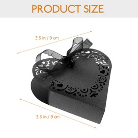 HOMSFOU Bride Gifts 50Pcs Wedding Favor Boxes Heart Shape Candy Boxes Paper Gifts Wrapping Box Small Hollow Chocolate Box with Ribbons for Wedding Party Bridal Shower Wedding Favors