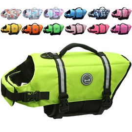 VIVAGLORY Rip Stop Dog Life Vest, Swimming Vest with Handle, Buoyancy for Doggy Puppy, Dog Life Jacket for Swimming & Boating, XXS, Bright Yellow