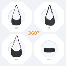 Miss Lulu Women's Shoulder Bag, Small Shoulder Bag, Women's Crossbody Bag, Women's Crescent Moon Bag, Women's Crossbody Shoulder Bag with Adjustable, black, Minimal