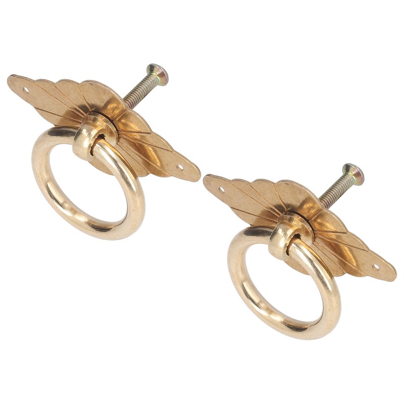 2 Pcs Antique Drawer Pulls Brass Chinese Antique Vintage Drawer