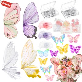 346 PCS Wrapping Paper for Flower Bouquet Kit,80 Sheets Waterproof Butterfly Shape Flower Wrapping Paper,with Ribbons,Flower Pins,3D Butterflies and Cards for DIY Craft Gift Package Bouquet.