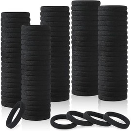 100 Pcs Ligas para Cabello Elásticas, Donas para el Cabello Mujer, Scrunchies para Cabello Sin Costura, Lazos de Pelo de Algodón para Coleta, Accesorios para el Cabello para Niña y Mujer (Negro)