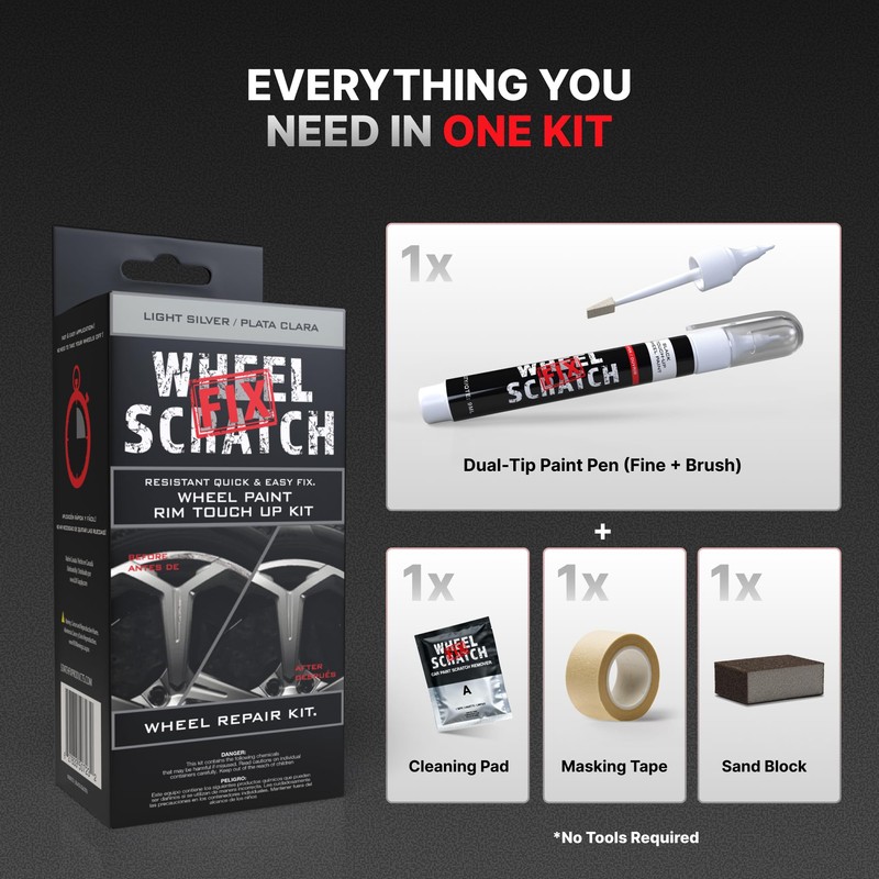 Wheel Scratch Fix® Silver Touch Up Paint for Cars -