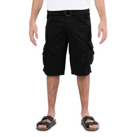 X RAY Mens Tactical Cargo Shorts Camo and Solid Colors 12.5" Inseam Knee Length Classic Fit Multi Pocket, Corner Twill Taped Back Pocket - Black, 34