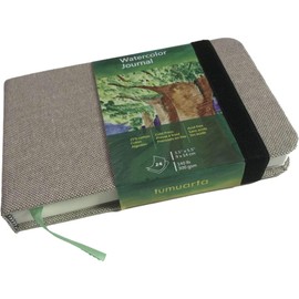 tumuarta Watercolour Sketchbook, 300 g, 25% Cotton, 9 x 14 cm, 24 Sheets, 48 Pages, Fine Grain, Acid Free, Watercolour Book, Artist Paper, Watercolour Paper Pad, Ideal for Watercolour, Ink, Acrylic,