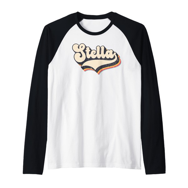 Stella Name Vintage Retro Mädchen Frauen Niedlich Personalisiert Rosa Raglan