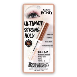 Ultimate Strong Hold Eyelash Adhesive 5 ml/0.176 fl. oz. (Brush Type)  | Long-Lasting Waterproof Strip Lash Glue |  Natural-Looking Formaldehyde & Latex Free with Brush on Applicator - Color: Clear