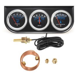 ARTILAURA 52mm Triple Gauge Set (Oil Pressure Gauge+ AMP+ Water Temp) Dashboard 3 in1 Auto Gauges Psi Ammeter Fahrenheit 3 Gauge Cluster Kit